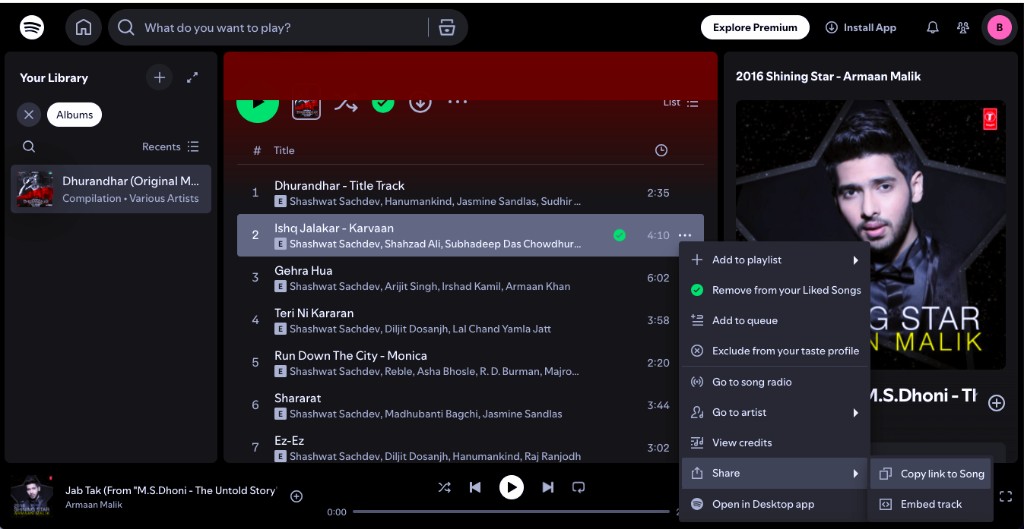 Spotify Downloader — step 1: Copy the Spotify song link