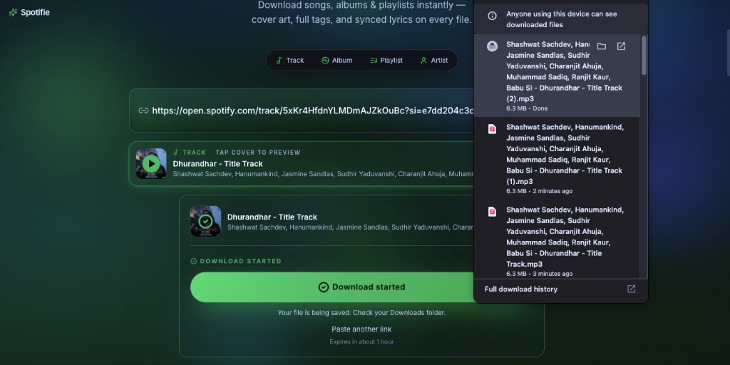 Spotify Downloader — step 4: Get your file instantly